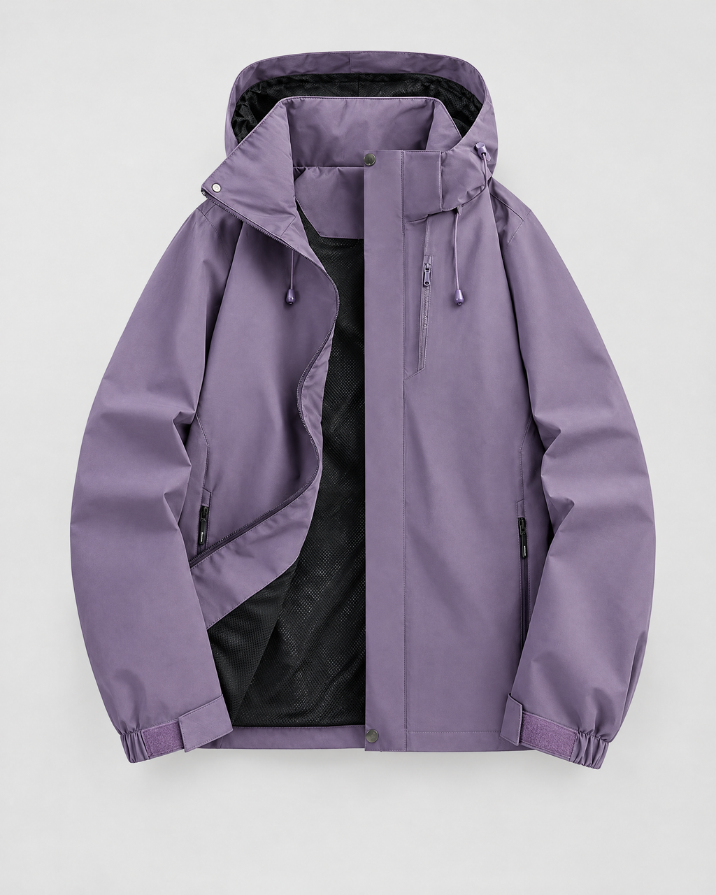 Women's Hooded Outdoor Jacket — Blue Plum Purple Single Jacket — product front [WB gallery 140/6]