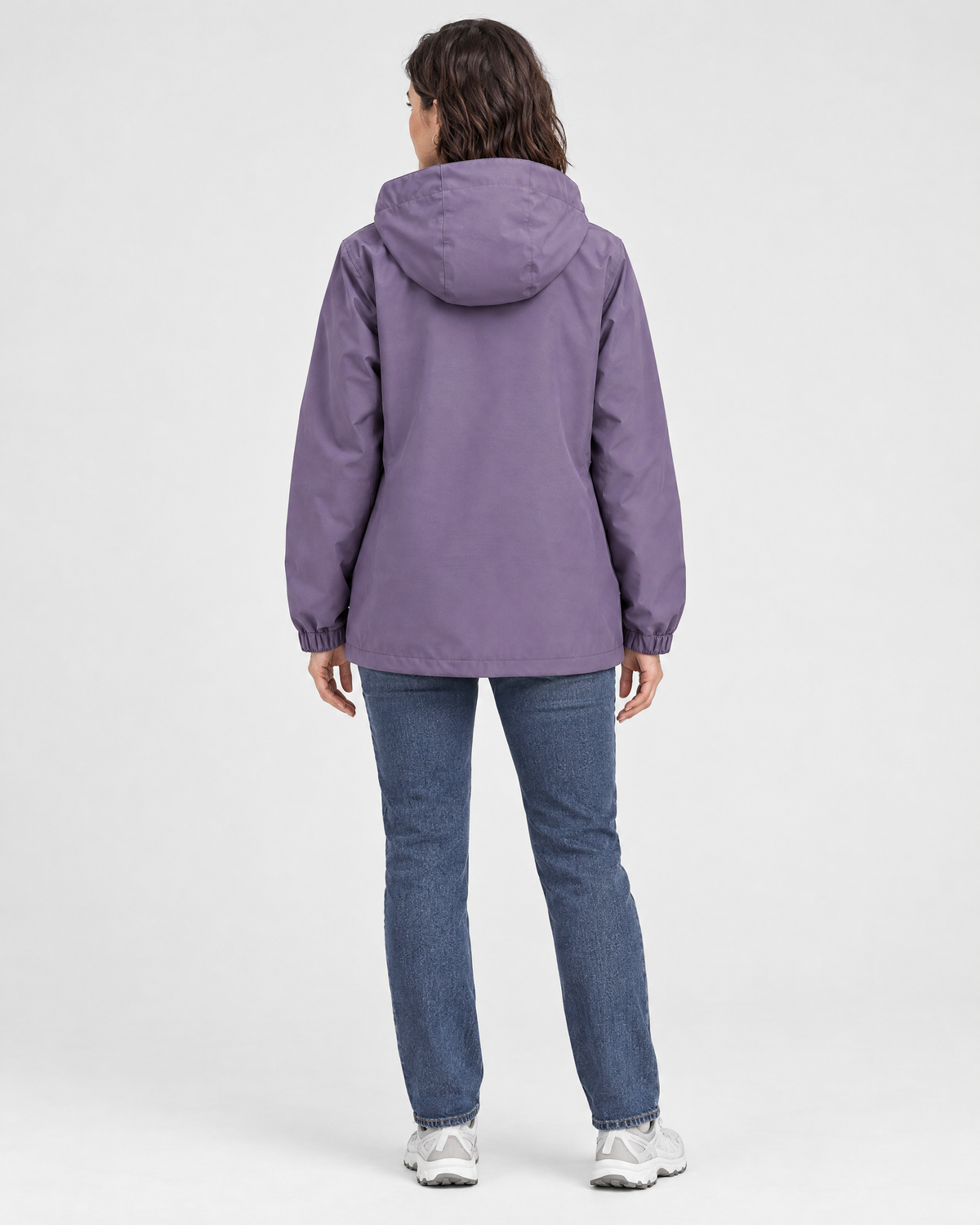 Women's Hooded Outdoor Jacket — Blue Plum Purple Single Jacket — full back [WB gallery 140/3]