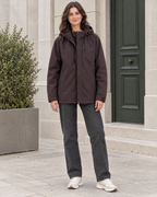 Women's Hooded Outdoor Jacket — Black plum purple single jacket — full front [WB gallery 141/2]