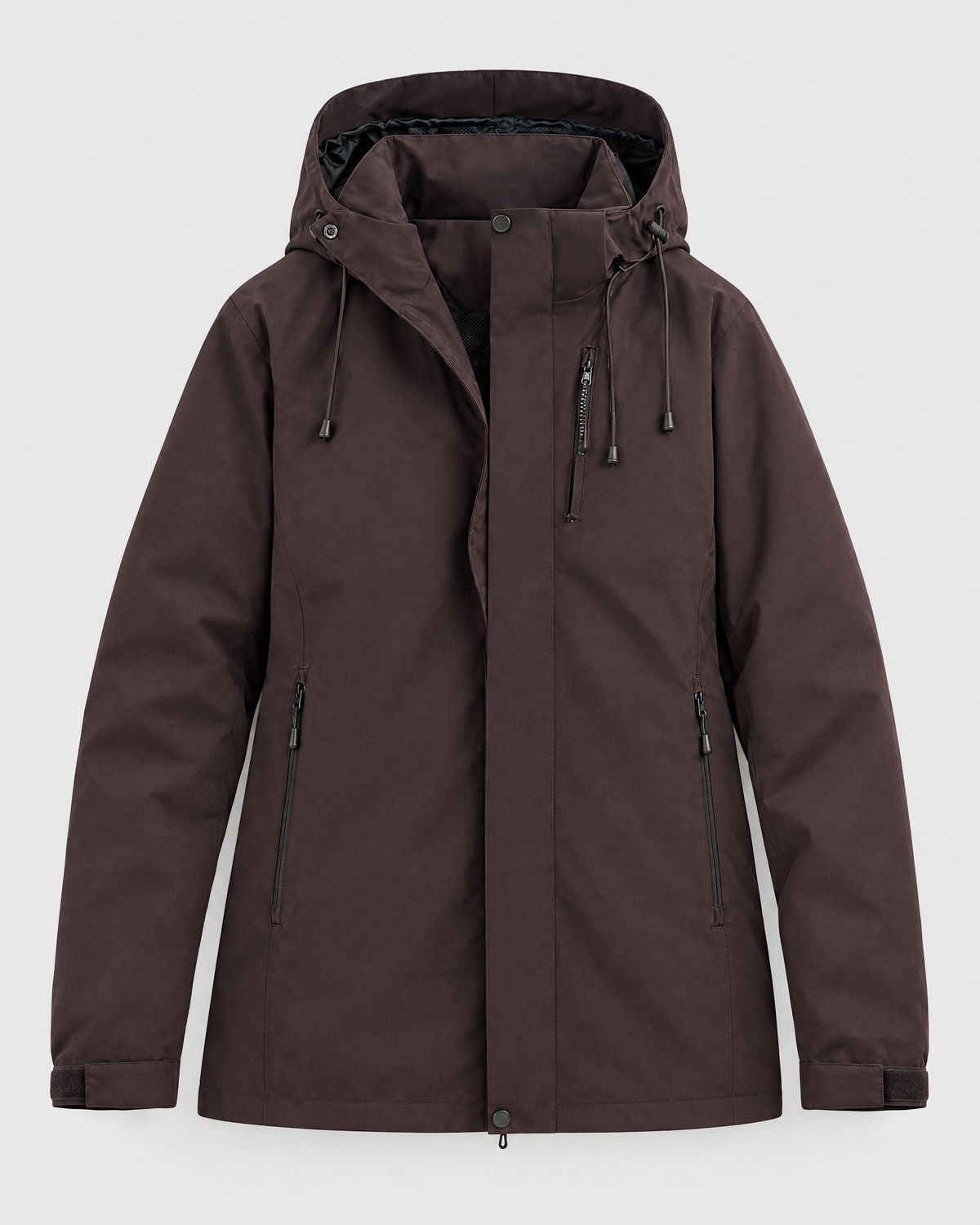 Women's Hooded Outdoor Jacket — Black plum purple single jacket — product front [WB gallery 141/6]