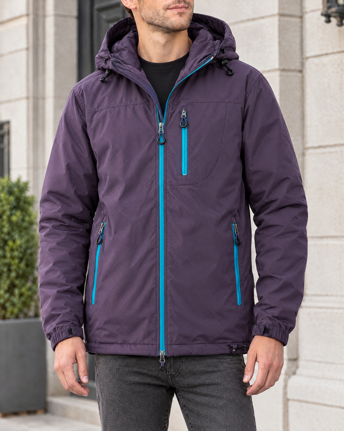 Men's Hooded Outdoor Jacket — Dark night purple — hero [WB gallery 144/1]
