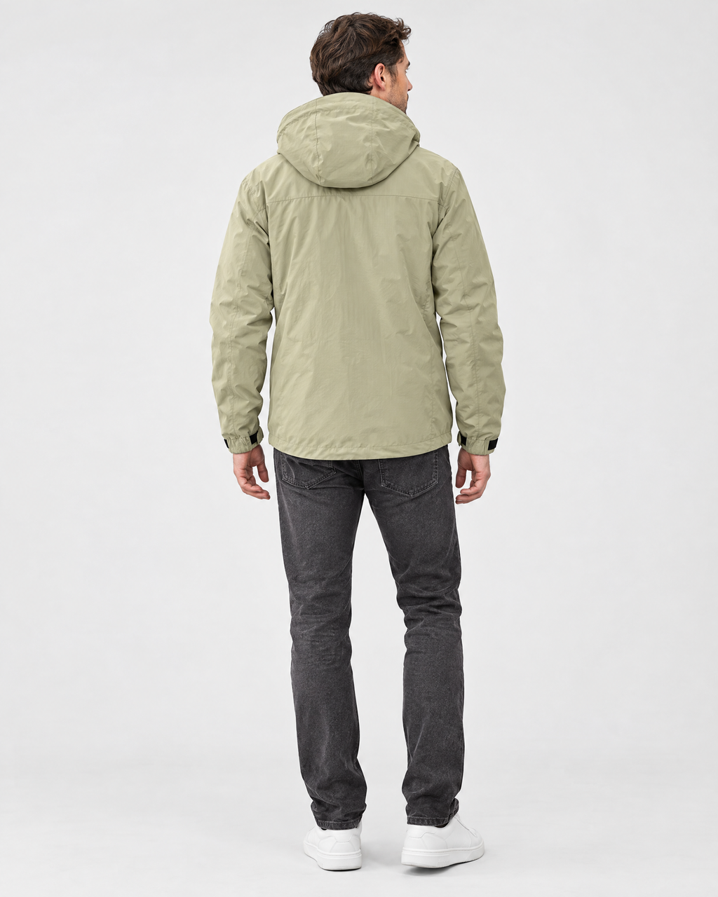 Men's Hooded Outdoor Jacket — Gravel apricot — full back [WB gallery 142/3]