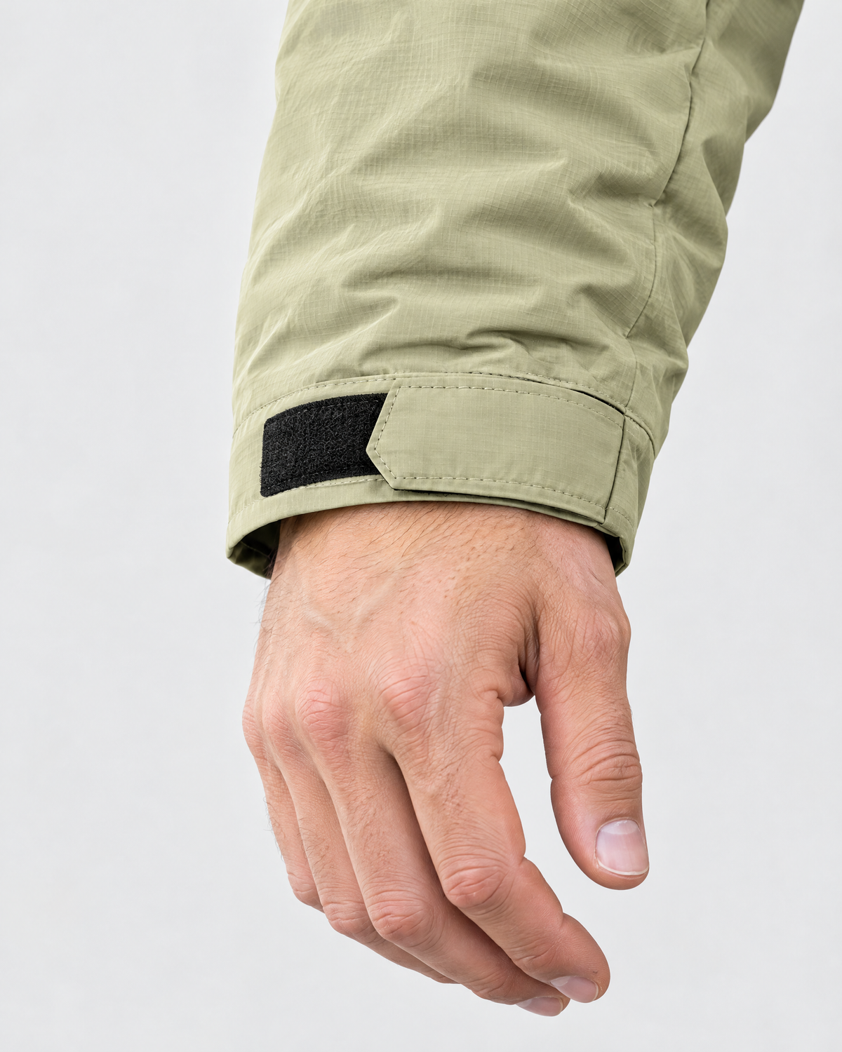 Men's Hooded Outdoor Jacket — Gravel apricot — cuff detail [WB gallery 142/5]