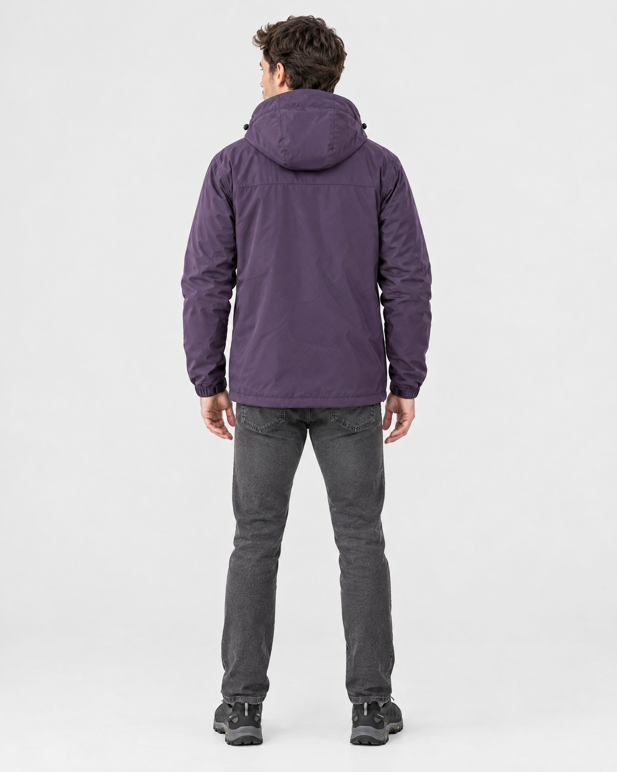 Men's Hooded Outdoor Jacket — Dark night purple — full back [WB gallery 144/3]
