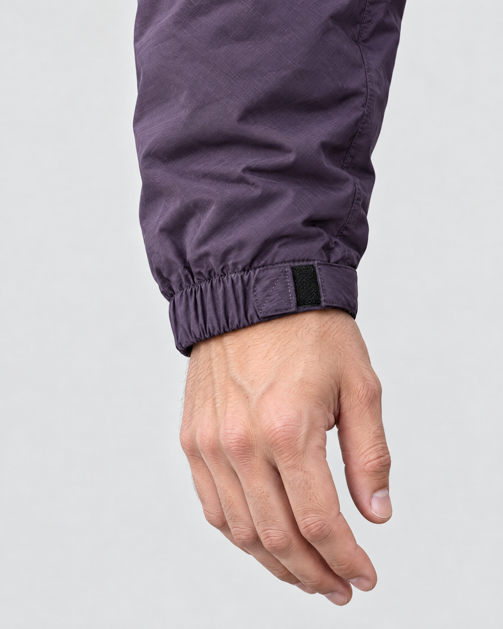 Men's Hooded Outdoor Jacket — Dark night purple — cuff detail [WB gallery 144/5]