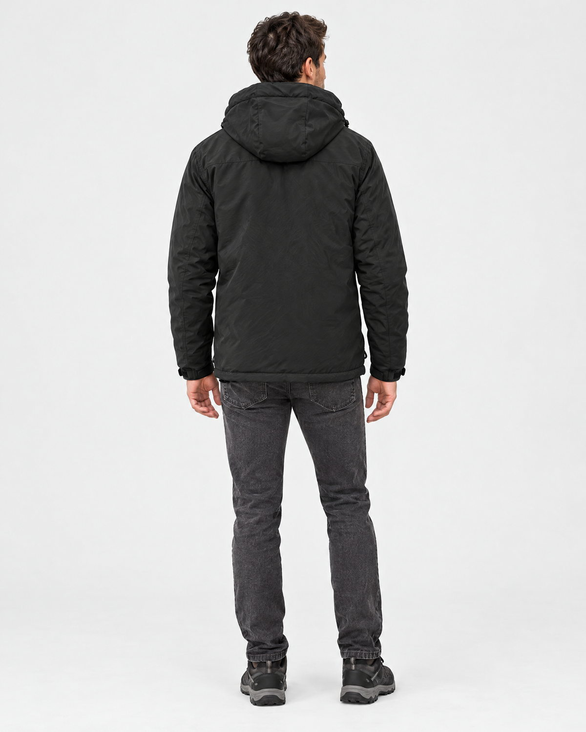 Men's Hooded Outdoor Jacket — Amber black — full back [WB gallery 145/3]