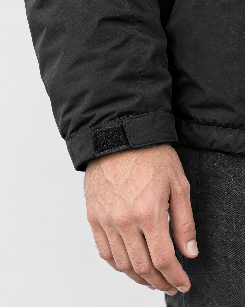 Men's Hooded Outdoor Jacket — Amber black — cuff detail [WB gallery 145/5]