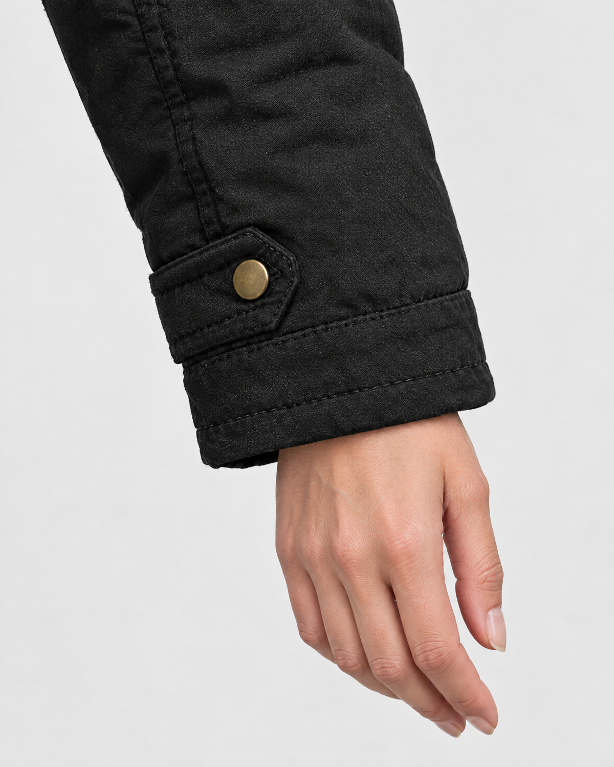 Women's Fleece-Lined Hooded Coat — Black — cuff detail [WB gallery 146/5]