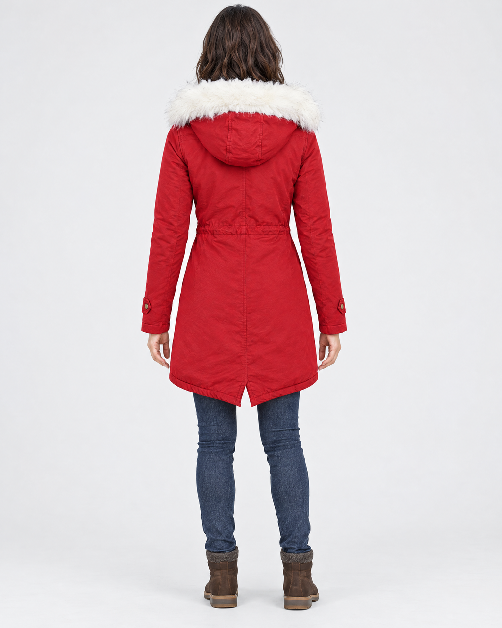 Women's Fleece-Lined Hooded Coat — Red — full back [WB gallery 147/3]
