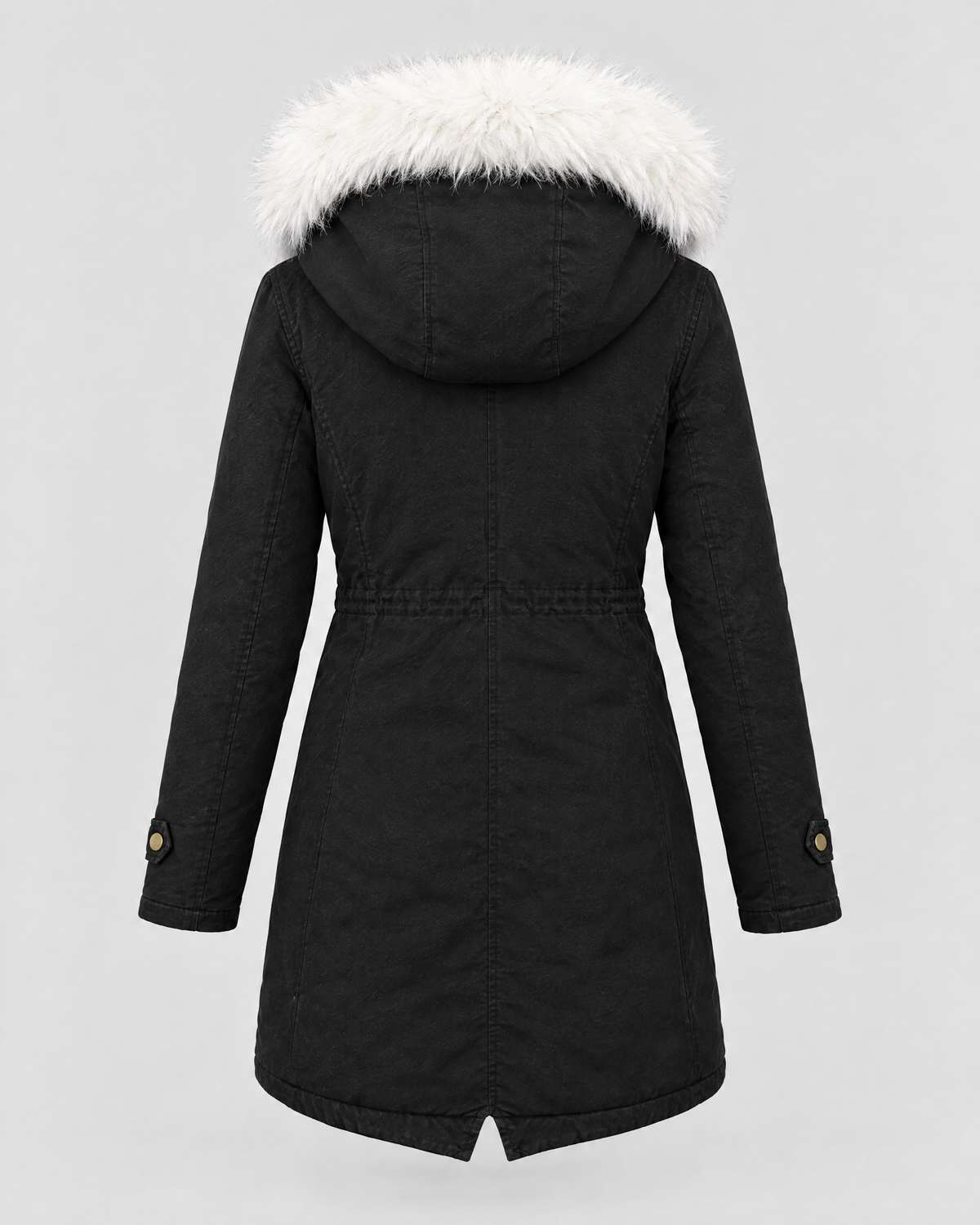 Women's Fleece-Lined Hooded Coat — Black — product back [WB gallery 146/7]