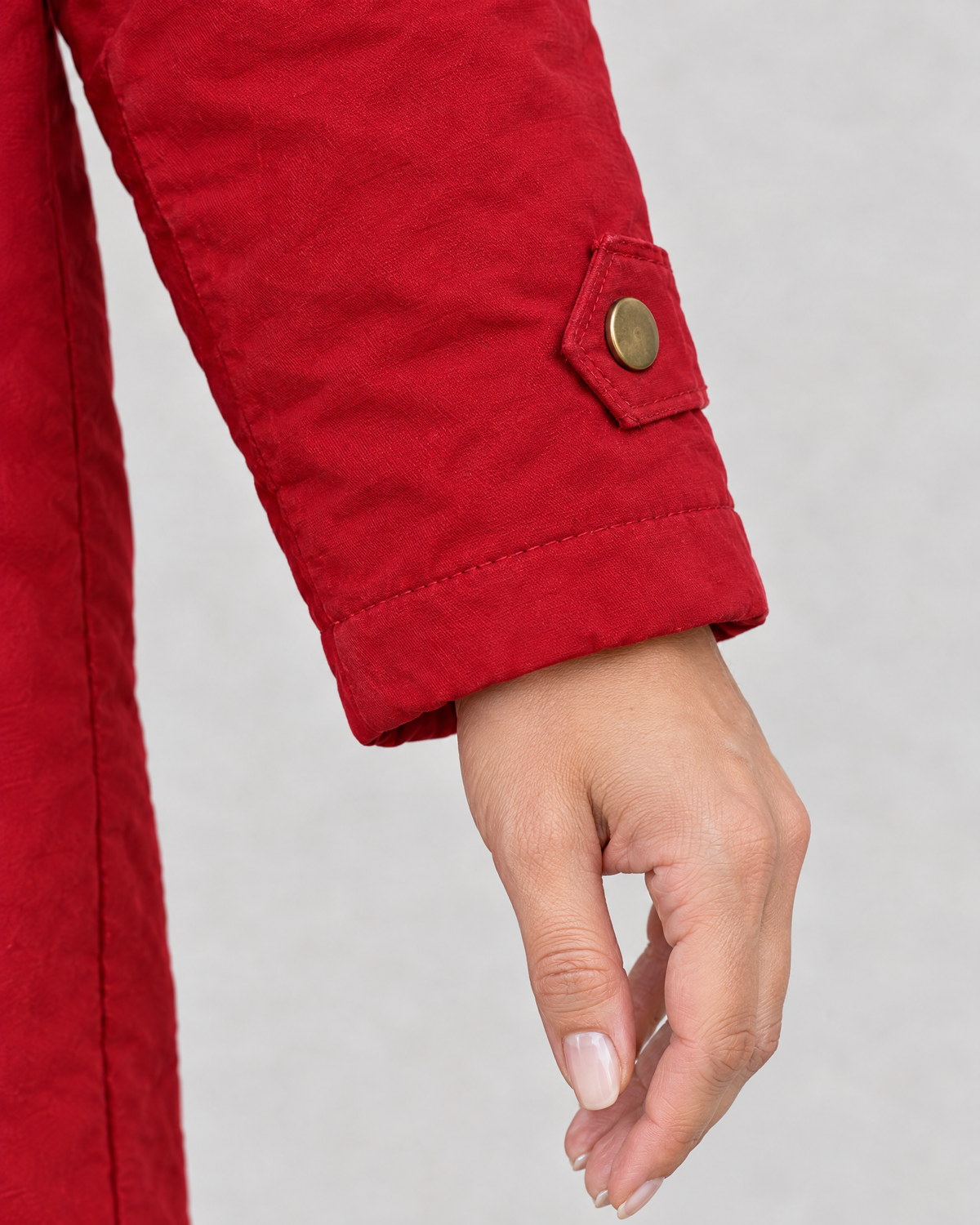 Women's Fleece-Lined Hooded Coat — Red — cuff detail [WB gallery 147/5]