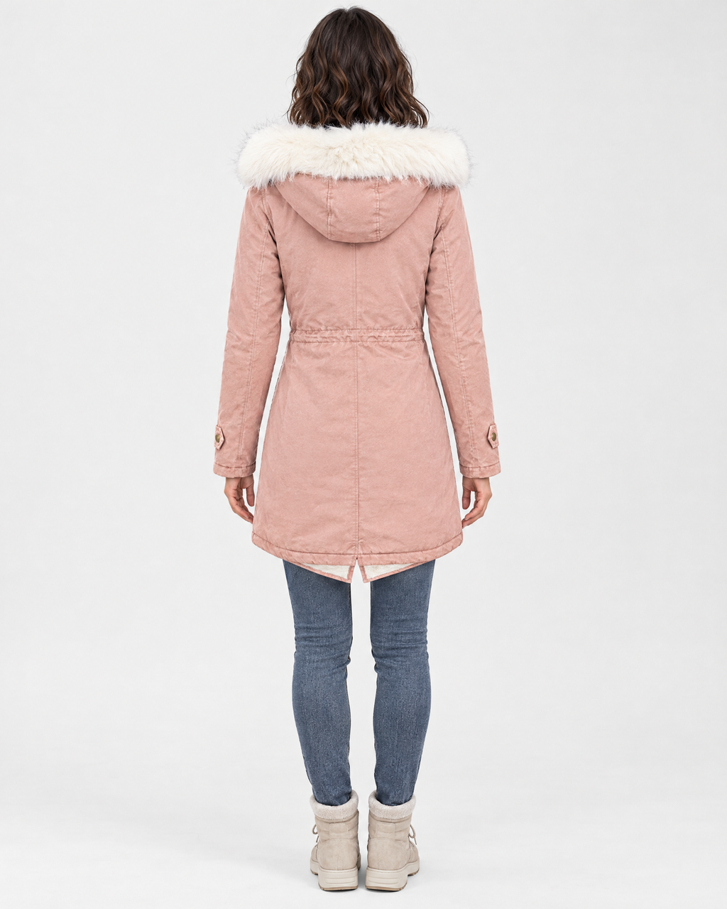 Women's Fleece-Lined Hooded Coat — Pink — full back [WB gallery 148/3]