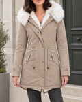 Women's Fleece-Lined Hooded Coat — Khaki — hero [WB gallery 150/1]