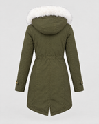 Women's Fleece-Lined Hooded Coat — Army Green — product back [WB gallery 149/7]