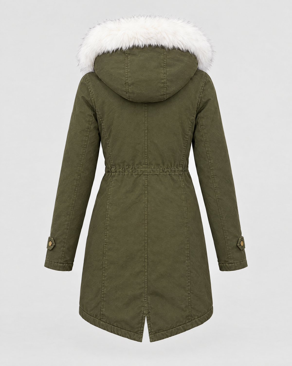 Women's Fleece-Lined Hooded Coat — Army Green — product back [WB gallery 149/7]