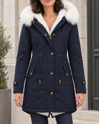 Women's Fleece-Lined Hooded Coat — Navy blue — hero [WB gallery 151/1]