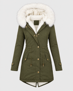 Women's Fleece-Lined Hooded Coat — Army Green — product front [WB gallery 149/6]