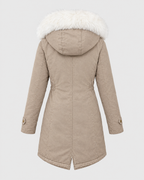 Women's Fleece-Lined Hooded Coat — Khaki — product back [WB gallery 150/7]
