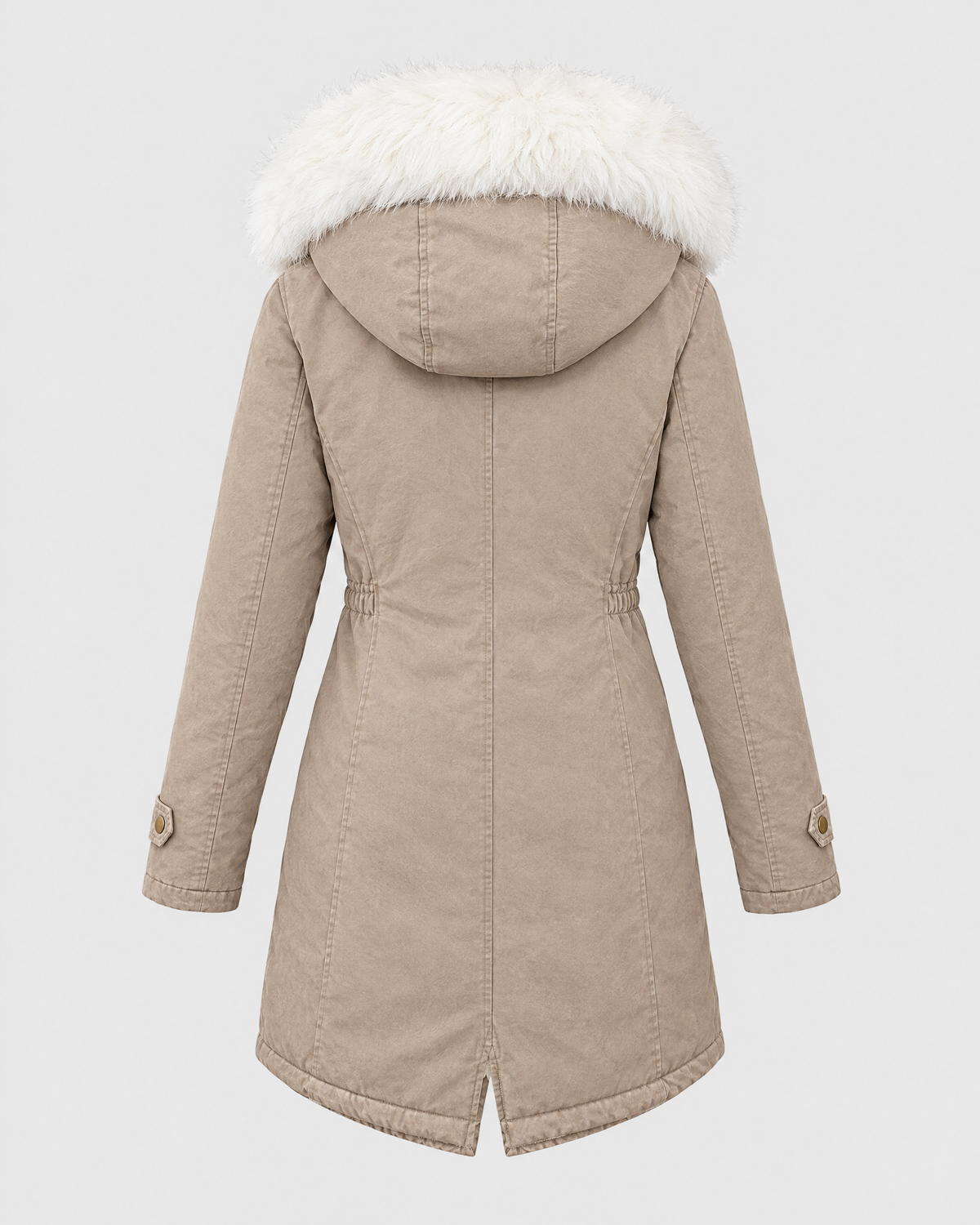 Women's Fleece-Lined Hooded Coat — Khaki — product back [WB gallery 150/7]