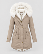 Women's Fleece-Lined Hooded Coat — Khaki — product front [WB gallery 150/6]