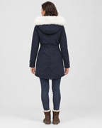 Women's Fleece-Lined Hooded Coat — Navy blue — full back [WB gallery 151/3]