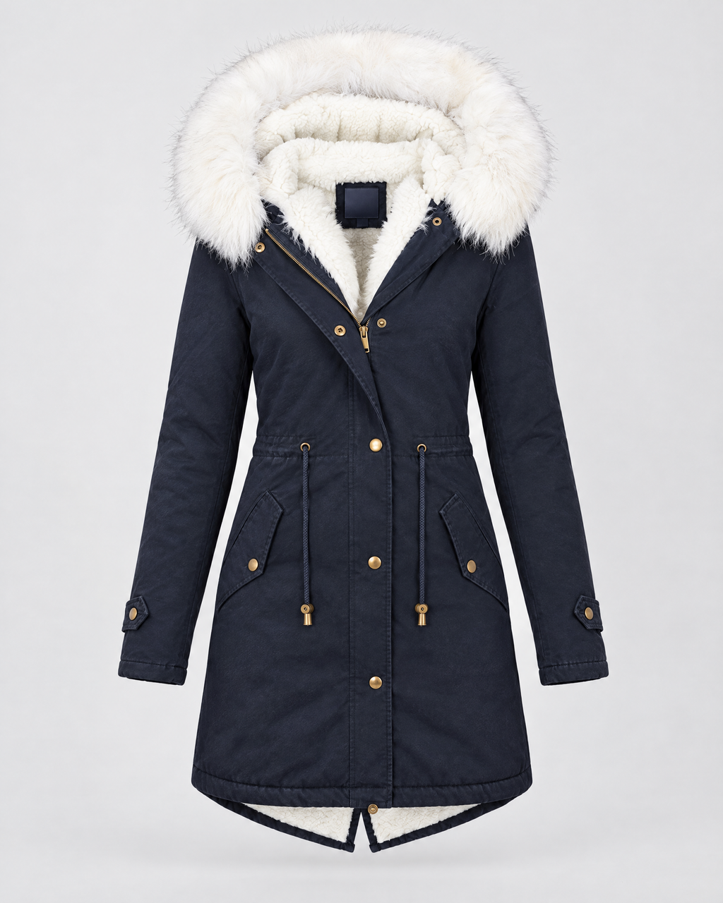 Women's Fleece-Lined Hooded Coat — Navy blue — product front [WB gallery 151/6]
