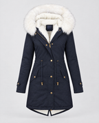 Women's Fleece-Lined Hooded Coat — Navy blue — product front [WB gallery 151/6]
