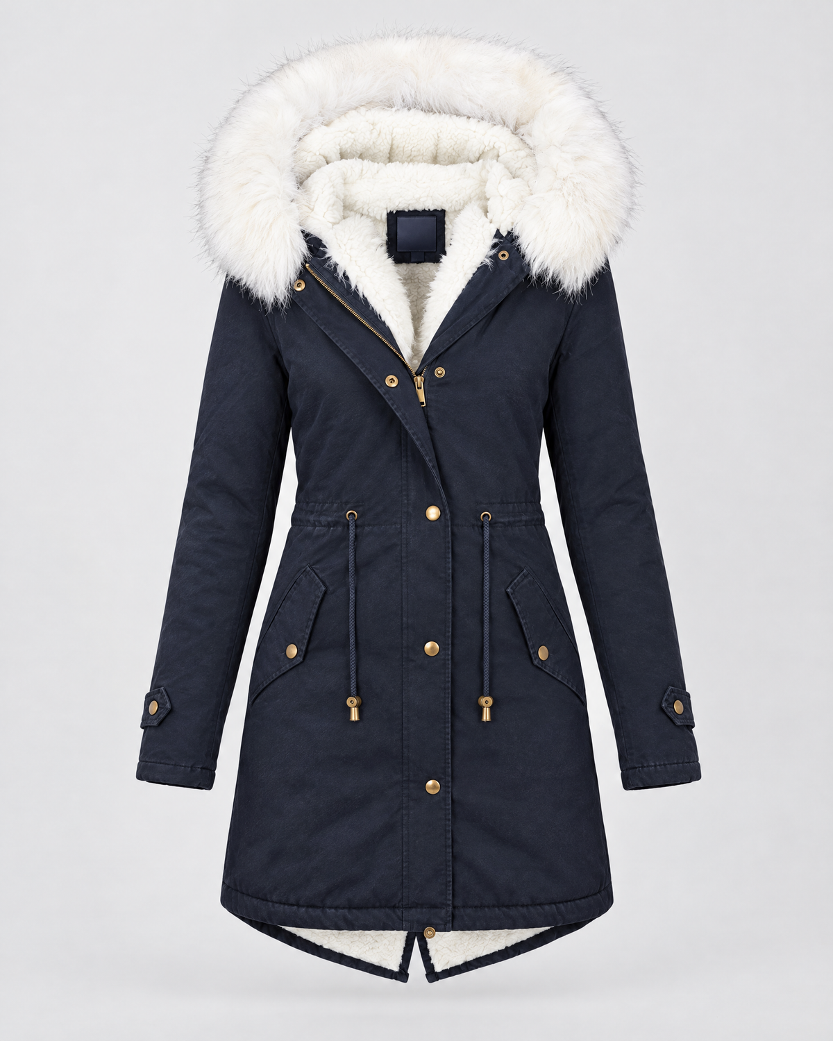 Women's Fleece-Lined Hooded Coat — Navy blue — product front [WB gallery 151/6]