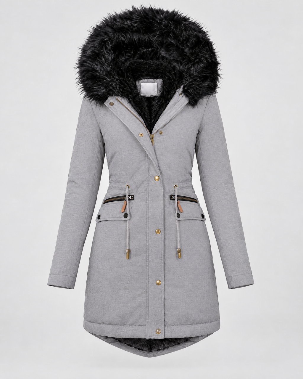 Women's Plush-Trim Hooded Parka — Grey — product front [WB gallery 152/6]
