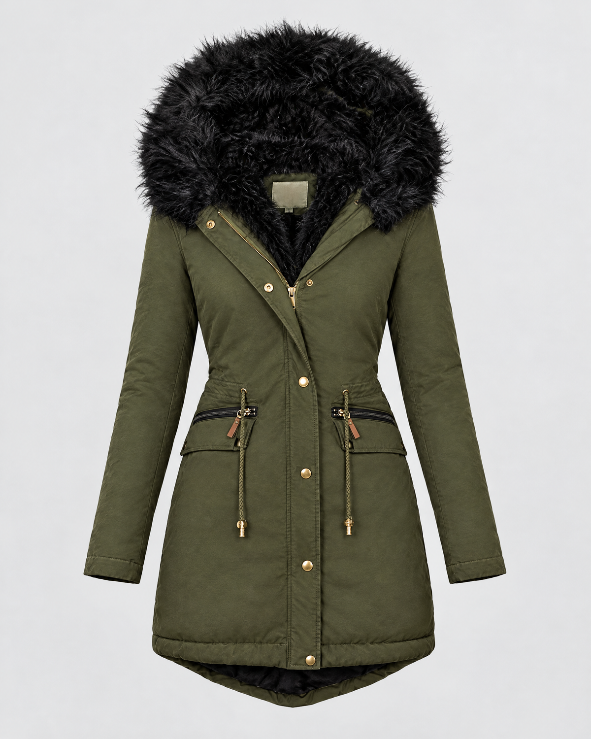 Women's Plush-Trim Hooded Parka — Green — product front [WB gallery 153/6]