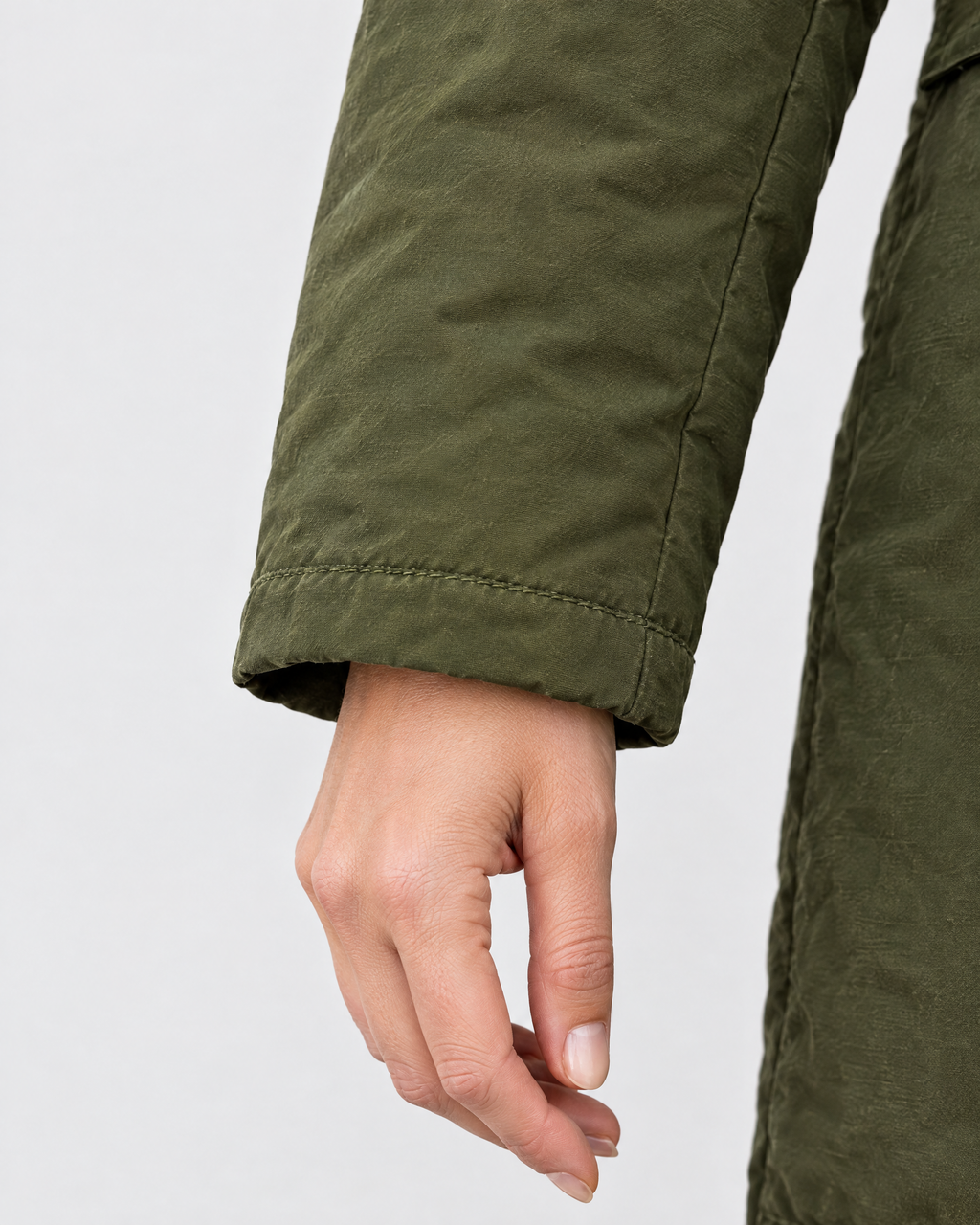 Women's Plush-Trim Hooded Parka — Green — cuff detail [WB gallery 153/5]