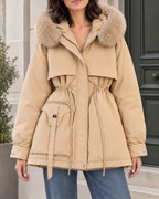 Women's Cinched-Waist Padded Parka — Khaki — hero [WB gallery 158/1]
