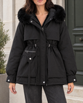 Women's Cinched-Waist Padded Parka — Black — hero [WB gallery 157/1]