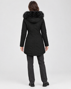Women's Plush-Trim Hooded Parka — Black — full back [WB gallery 154/3]