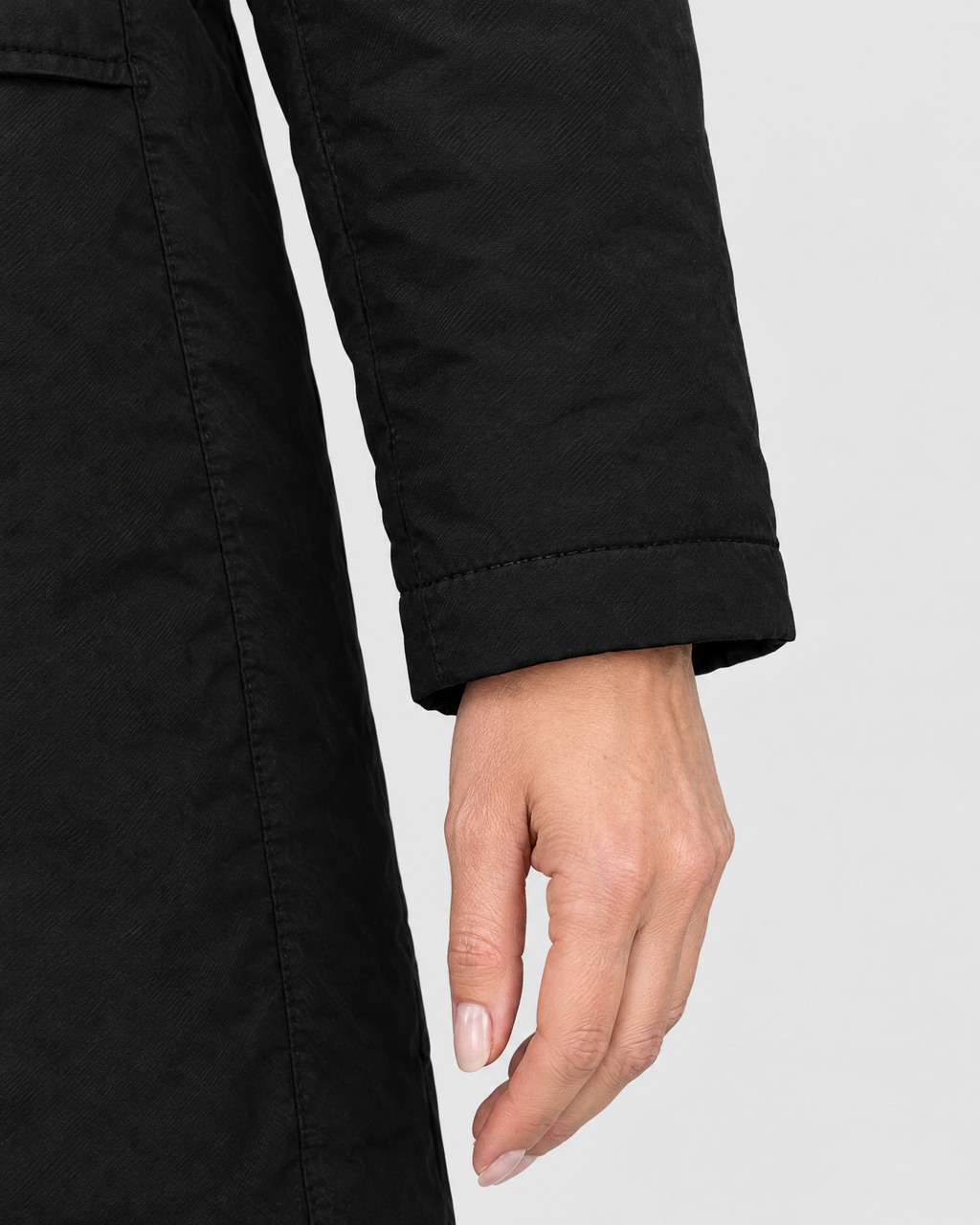 Women's Plush-Trim Hooded Parka — Black — cuff detail [WB gallery 154/5]