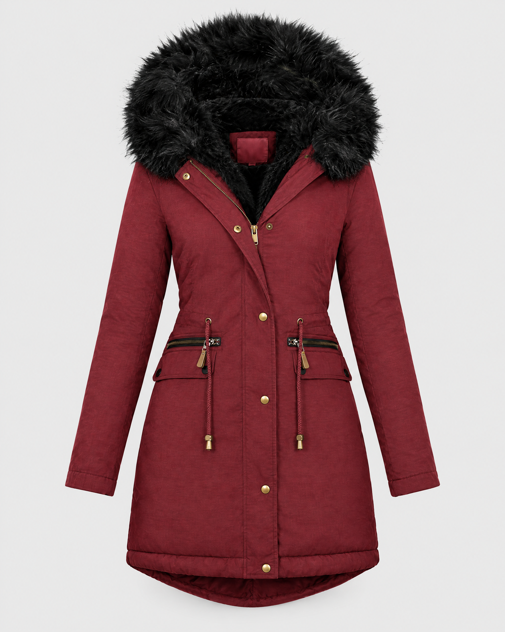 Women's Plush-Trim Hooded Parka — Wine red — product front [WB gallery 155/6]