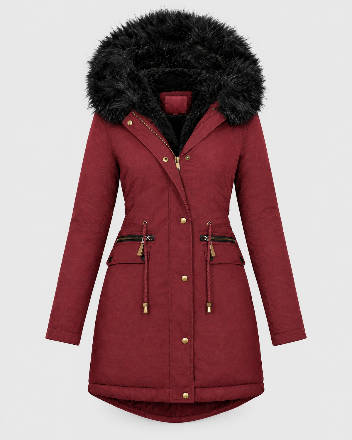 Women's Plush-Trim Hooded Parka — Wine red — product front [WB gallery 155/6]