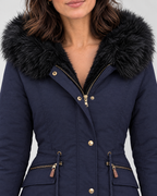 Women's Plush-Trim Hooded Parka — Blue — collar detail [WB gallery 156/4]