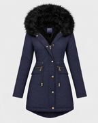 Women's Plush-Trim Hooded Parka — Blue — product front [WB gallery 156/6]