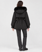Women's Cinched-Waist Padded Parka — Black — full back [WB gallery 157/3]