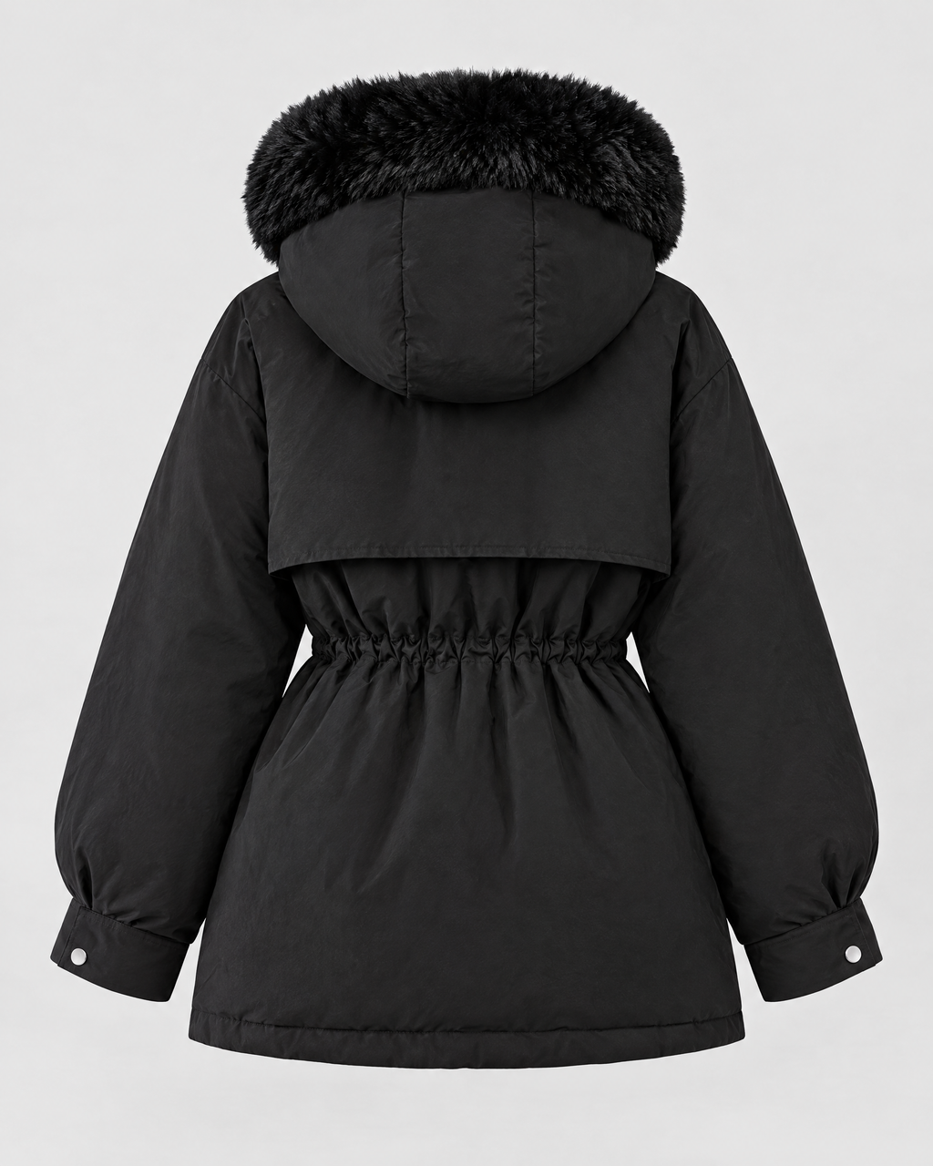 Women's Cinched-Waist Padded Parka — Black — product back [WB gallery 157/7]