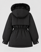 Women's Cinched-Waist Padded Parka — Black — product back [WB gallery 157/7]