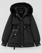 Women's Cinched-Waist Padded Parka — Black — product front [WB gallery 157/6]