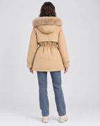 Women's Cinched-Waist Padded Parka — Khaki — full back [WB gallery 158/3]