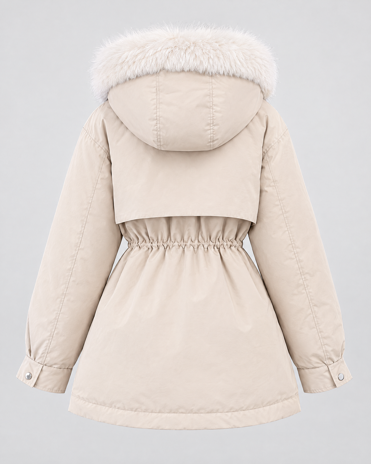 Women's Cinched-Waist Padded Parka — Beige — product back [WB gallery 159/7]