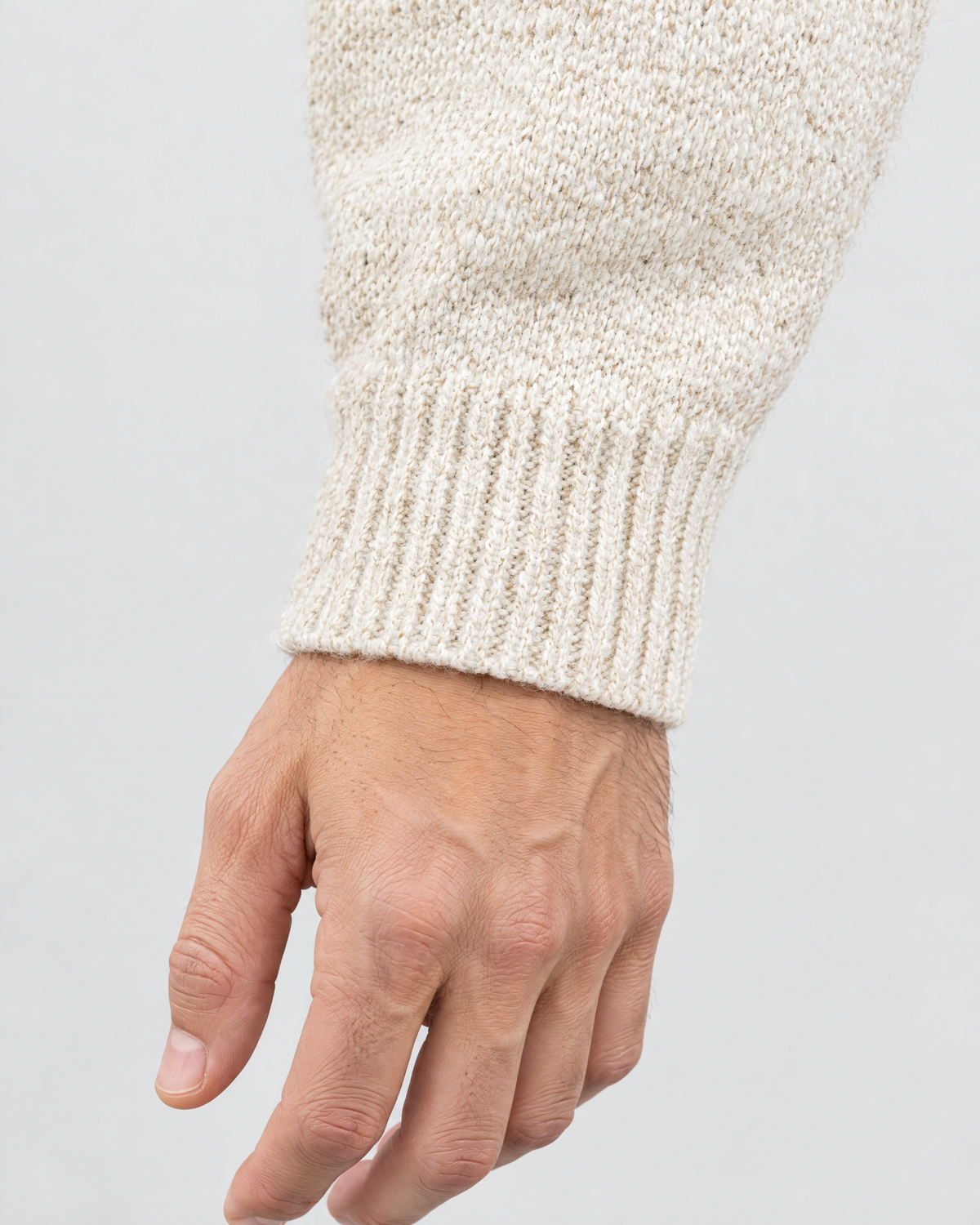 Men's Hooded Knit Cardigan — Apricot — cuff detail [WB gallery 161/5]