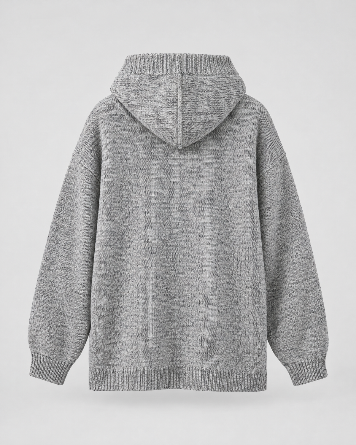 Men's Hooded Knit Cardigan — Light Gray — product back [WB gallery 162/7]