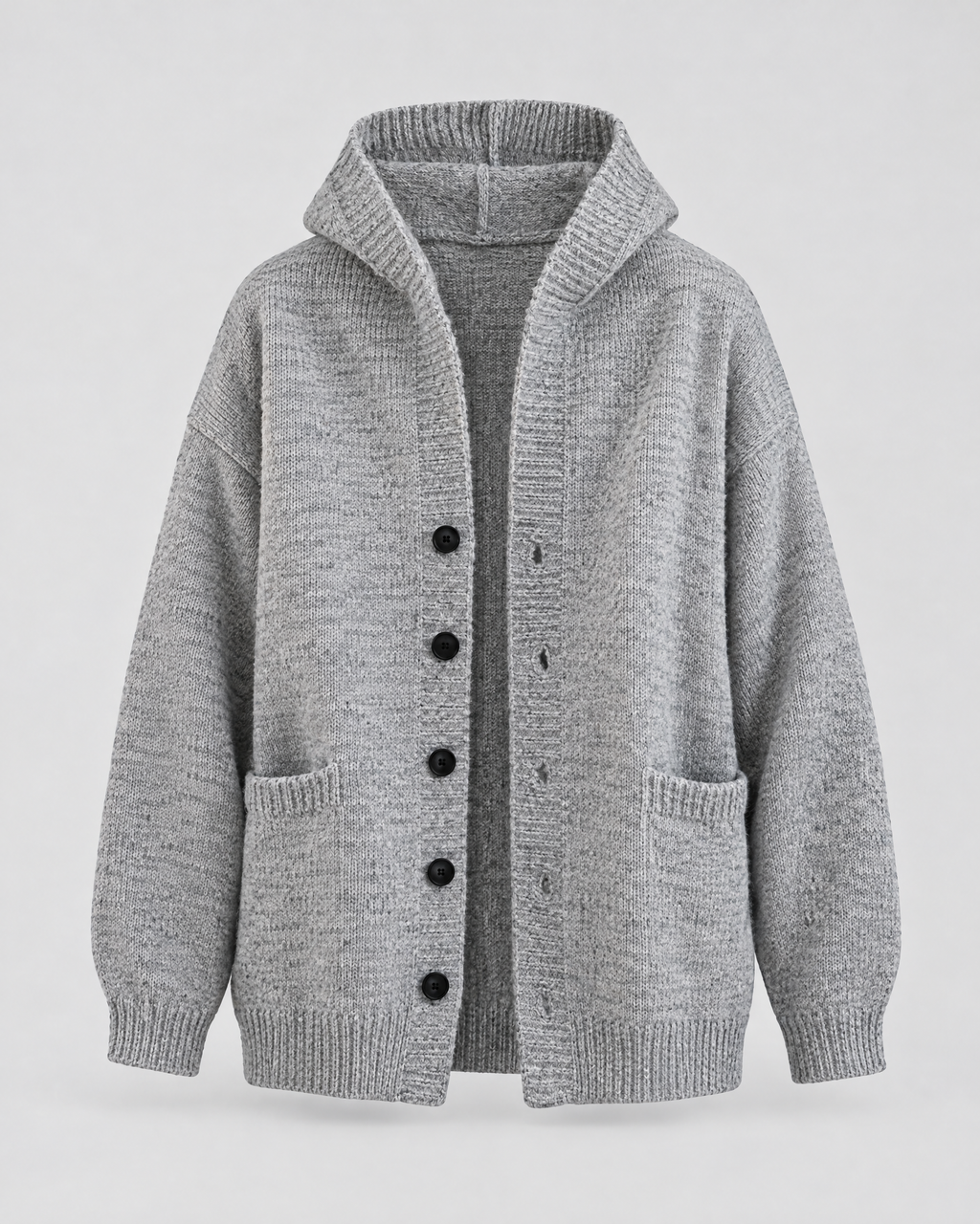 Men's Hooded Knit Cardigan — Light Gray — product front [WB gallery 162/6]