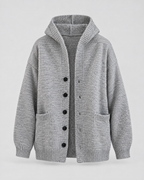 Men's Hooded Knit Cardigan — Light Gray — product front [WB gallery 162/6]