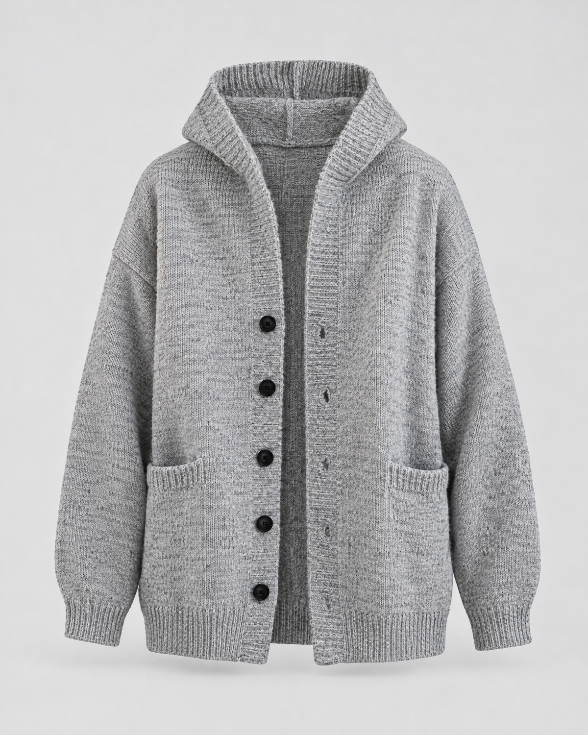 Men's Hooded Knit Cardigan — Light Gray — product front [WB gallery 162/6]